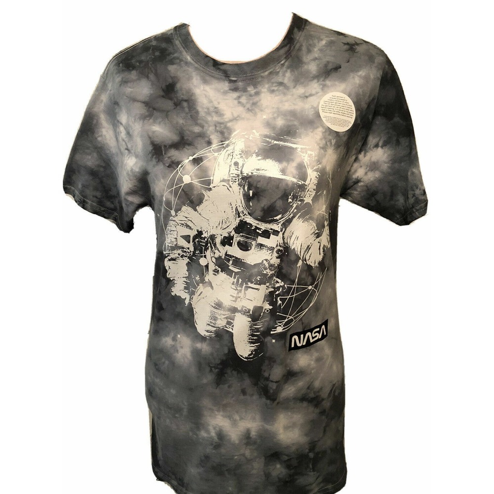 New NASA Astronaut Gray Blue Tie Dye Stretch T Shirt Men XL